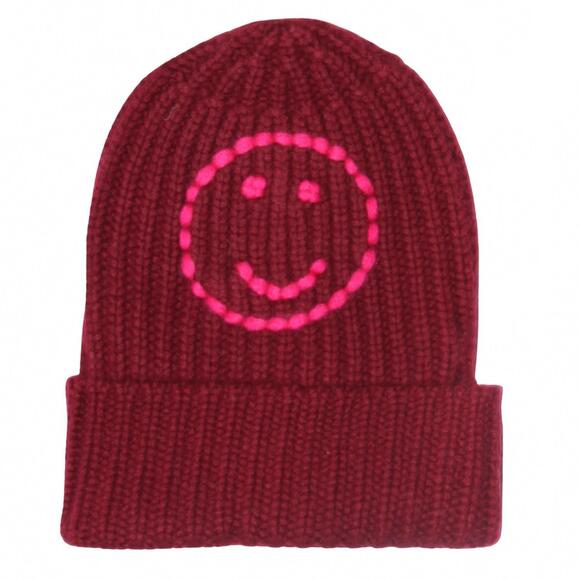 NEW HURRAY sailor happy face beanie in bordeaux/lipstick